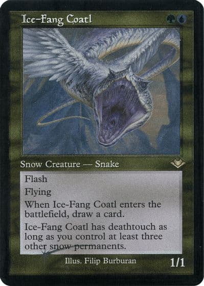 Ice Fang Coatl Retro Frame Foil Etched Modern Horizons Magic card