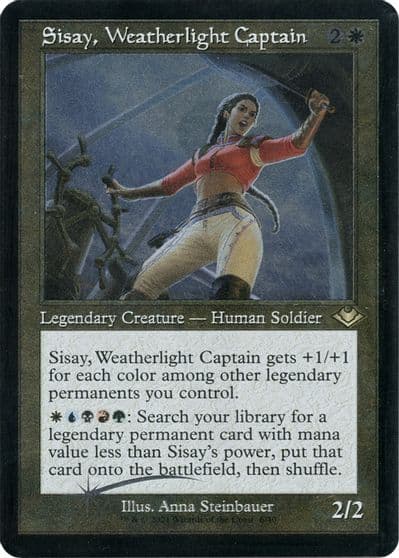 Sisay Weatherlight Captain Retro Frame Foil Etched Modern Horizons Magic card