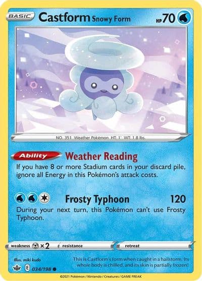 Castform Snowy Form SWSH06: Chilling Reign Pokemon card