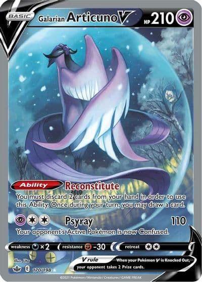 Galarian Articuno V (Alternate Full Art) SWSH06: Chilling Reign Pokemon card