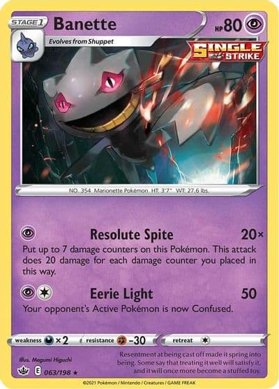 Banette SWSH06: Chilling Reign Pokemon card
