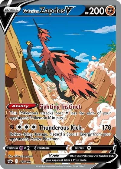 Galarian Zapdos V (Alternate Full Art) SWSH06: Chilling Reign Pokemon card