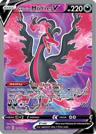 Galarian Moltres V (Full Art) SWSH06: Chilling Reign Pokemon card