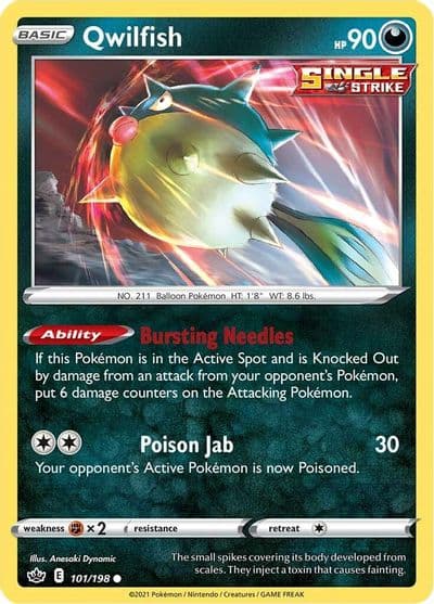 Qwilfish SWSH06: Chilling Reign Pokemon card