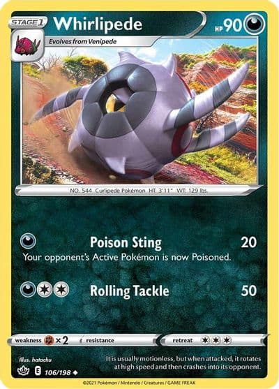 Whirlipede SWSH06: Chilling Reign Pokemon card