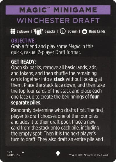 Magic Minigame Winchester Draft Modern Horizons 2 Magic card