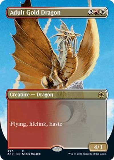 Adult Gold Dragon Borderless Adventures in the Forgotten Realms Magic card