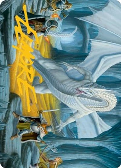 Cave of the Frost Dragon Art Card Gold Stamped Signature Art Series: Adventures in the Forgotten Realms Magic card