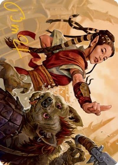 Half Elf Monk Art Card Gold Stamped Signature Art Series: Adventures in the Forgotten Realms Magic card