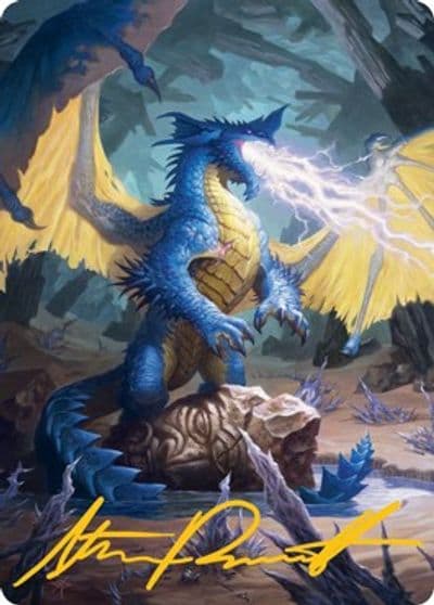Blue Dragon Art Card Gold Stamped Signature Art Series: Adventures in the Forgotten Realms Magic card