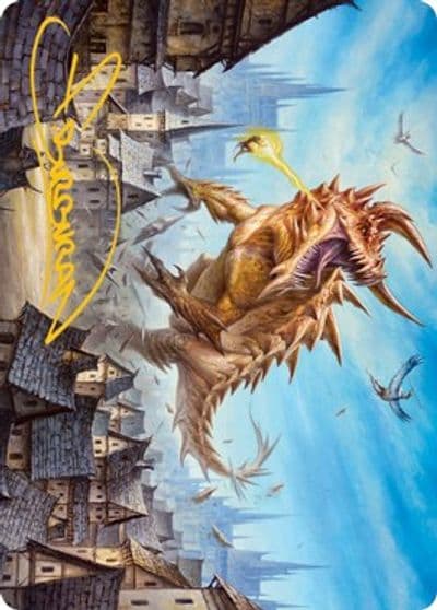 Tarrasque Art Card Gold Stamped Signature Art Series: Adventures in the Forgotten Realms Magic card