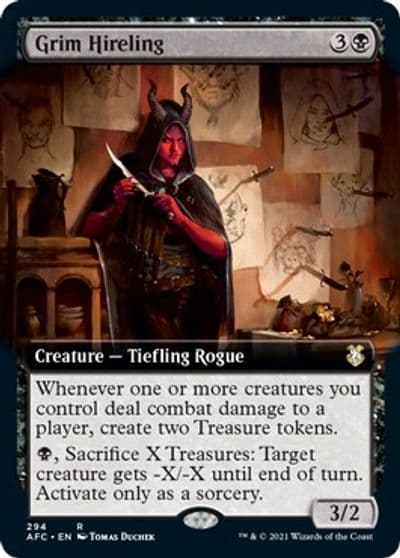 Grim Hireling Extended Art Commander: Adventures in the Forgotten Realms Magic card