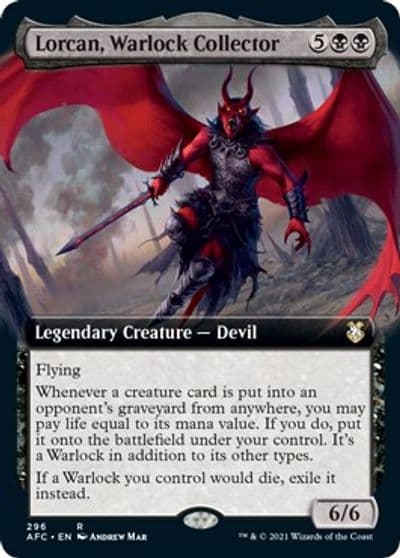 Lorcan Warlock Collector Extended Art Commander: Adventures in the Forgotten Realms Magic card