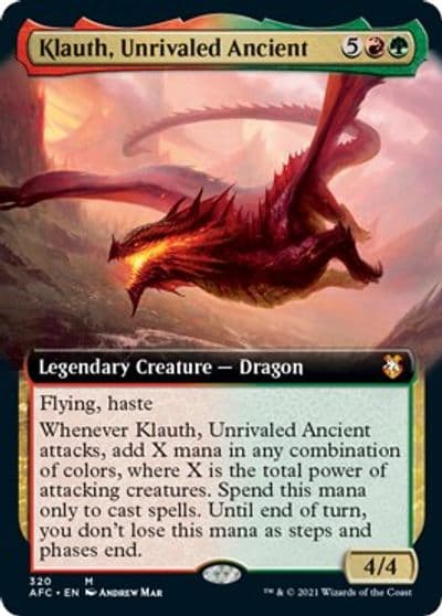 Klauth Unrivaled Ancient Extended Art Commander: Adventures in the Forgotten Realms Magic card