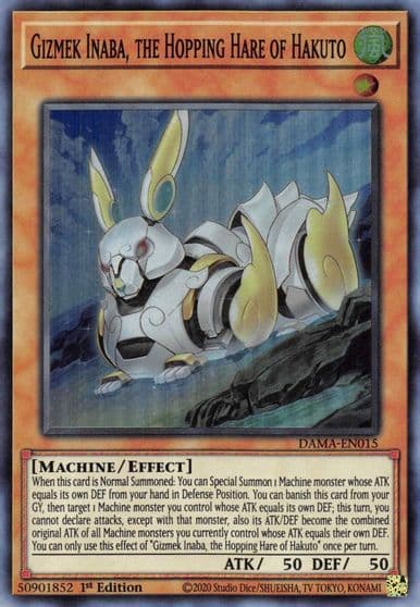 Gizmek Inaba the Hopping Hare of Hakuto Dawn of Majesty Yu-Gi-Oh! card