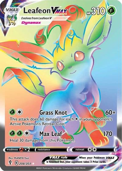 Leafeon VMAX (Secret) SWSH07: Evolving Skies Pokemon card
