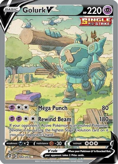 Golurk V (Alternate Full Art) SWSH07: Evolving Skies Pokemon card