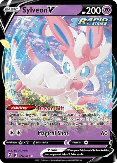 Sylveon V SWSH07: Evolving Skies Pokemon card