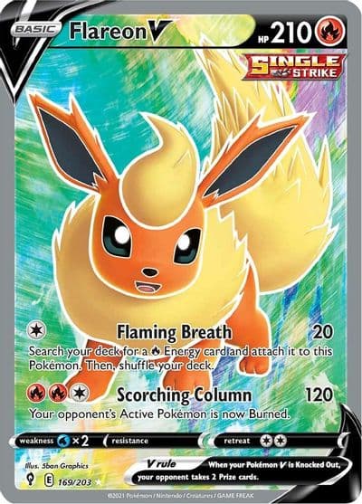 Flareon V (Full Art) SWSH07: Evolving Skies Pokemon card