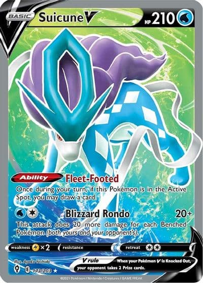 Suicune V (Full Art) SWSH07: Evolving Skies Pokemon card