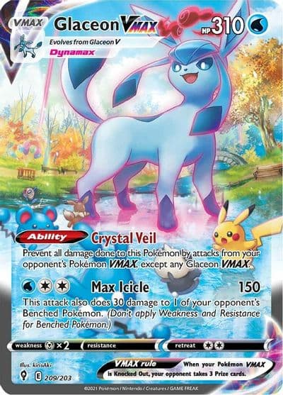Glaceon VMAX (Alternate Art Secret) SWSH07: Evolving Skies Pokemon card