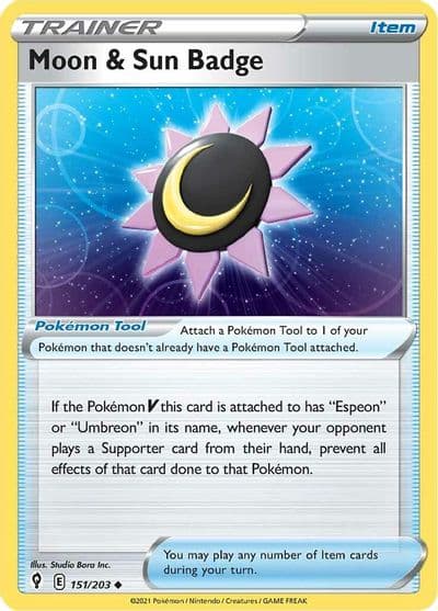 Moon & Sun Badge SWSH07: Evolving Skies Pokemon card