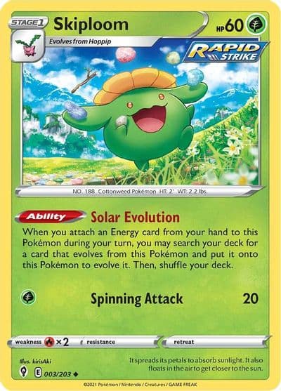 Skiploom SWSH07: Evolving Skies Pokemon card