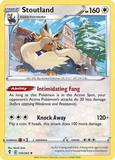 Stoutland SWSH07: Evolving Skies Pokemon card