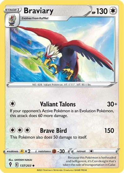 Braviary SWSH07: Evolving Skies Pokemon card