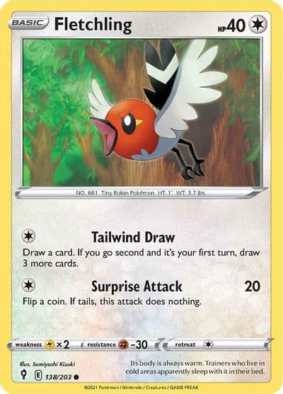 Fletchling SWSH07: Evolving Skies Pokemon card
