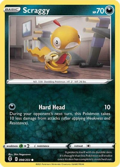 Scraggy SWSH07: Evolving Skies Pokemon card