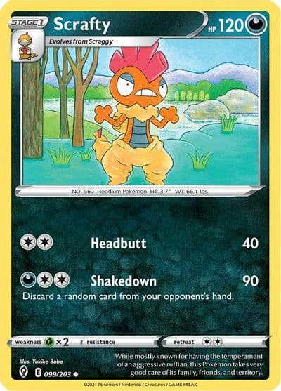 Scrafty SWSH07: Evolving Skies Pokemon card