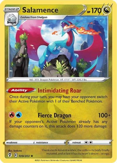 Salamence SWSH07: Evolving Skies Pokemon card