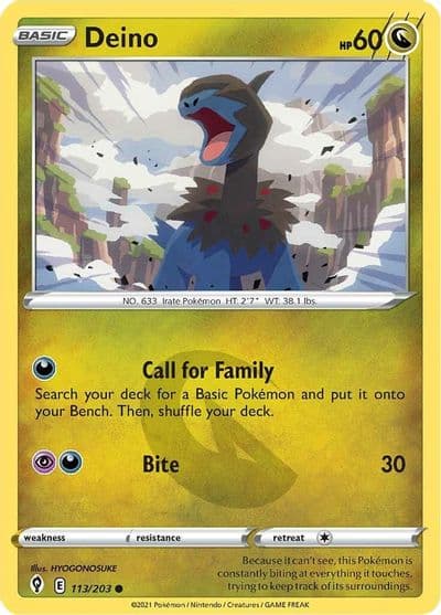 Deino SWSH07: Evolving Skies Pokemon card