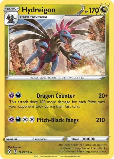 Hydreigon SWSH07: Evolving Skies Pokemon card
