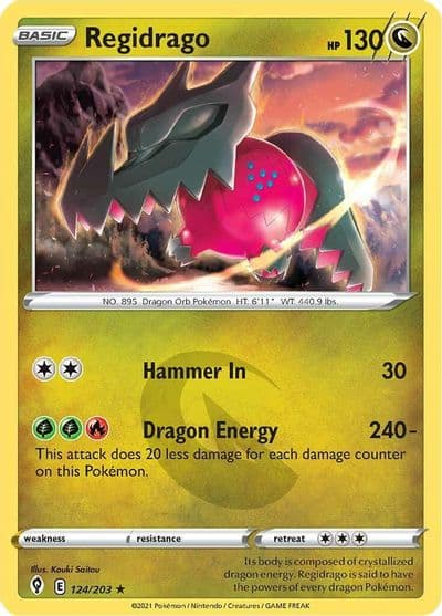 Regidrago SWSH07: Evolving Skies Pokemon card