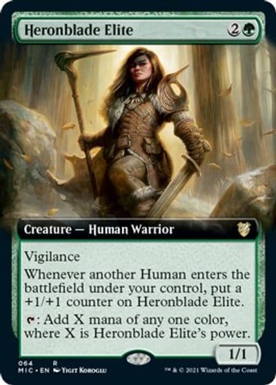 Heronblade Elite Extended Art Commander: Innistrad: Midnight Hunt Magic card