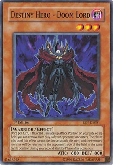 Destiny Hero Doom Lord Enemy of Justice Yu-Gi-Oh! card