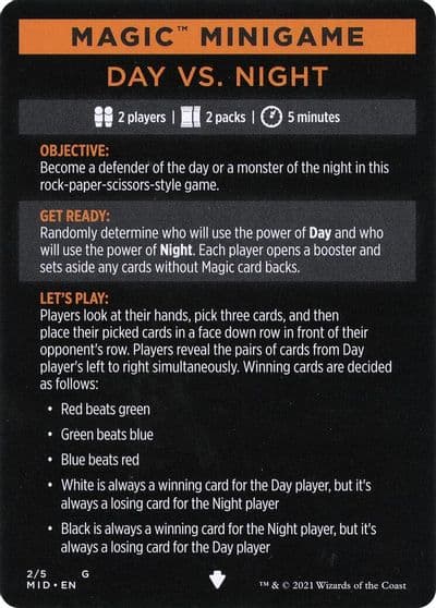 Magic Minigame Day Vs Night Innistrad: Midnight Hunt Magic card