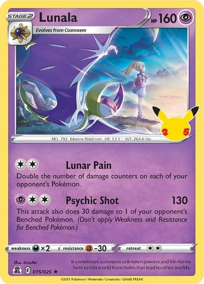 Lunala Celebrations Pokemon card