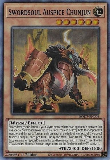 Swordsoul Auspice Chunjun Burst of Destiny Yu-Gi-Oh! card