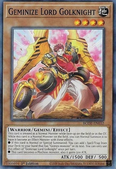 Geminize Lord Golknight Burst of Destiny Yu-Gi-Oh! card