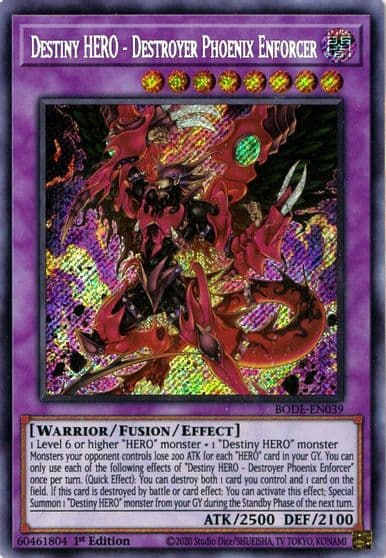 Destiny HERO Destroyer Phoenix Enforcer Burst of Destiny Yu-Gi-Oh! card