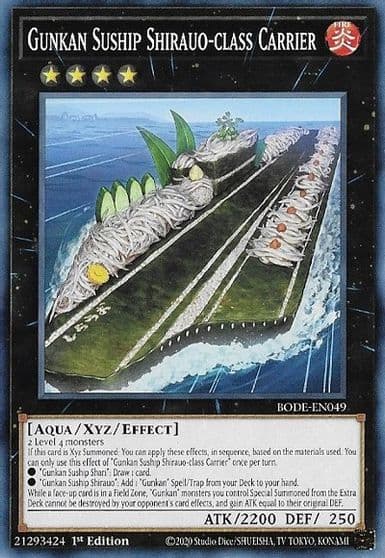 Gunkan Suship Shirauo class Carrier Burst of Destiny Yu-Gi-Oh! card