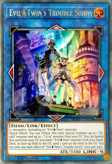 Evil Twins Trouble Sunny Burst of Destiny Yu-Gi-Oh! card