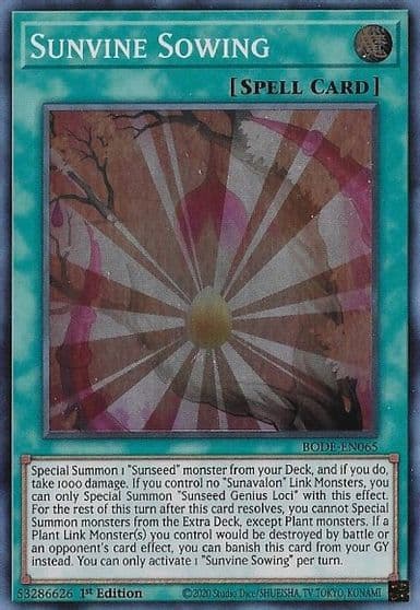 Sunvine Sowing Burst of Destiny Yu-Gi-Oh! card