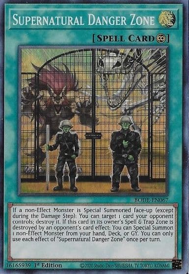 Supernatural Danger Zone Burst of Destiny Yu-Gi-Oh! card