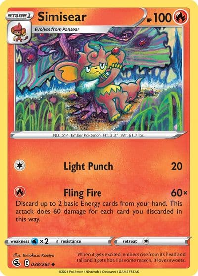 Simisear SWSH08: Fusion Strike Pokemon card