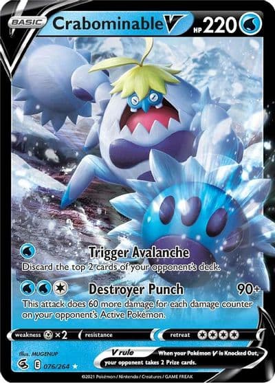 Crabominable V SWSH08: Fusion Strike Pokemon card