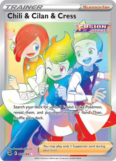 Chili & Cilan & Cress (Secret) SWSH08: Fusion Strike Pokemon card